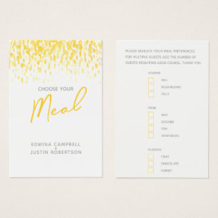 Carte de réponse à l'aquarelle jaune choix de repa