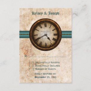 Carte de réponse à l'horloge antique Turquoise