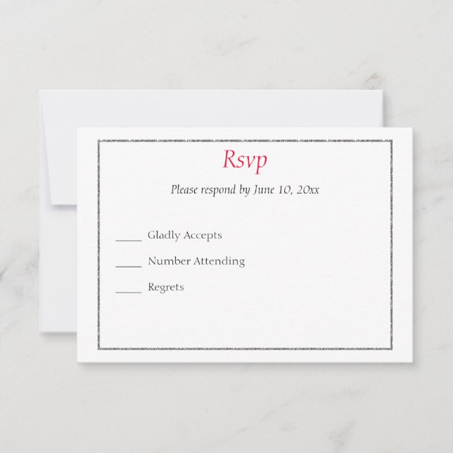 Carte de réponse à l'invitation de mariage en smok (Devant)