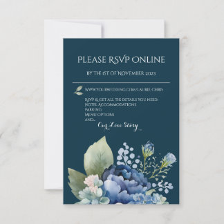 Carte de réponse aquarelle florale bleue en fleurs