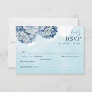 Carte de réponse aquarelle Hydrangea bleu élégant