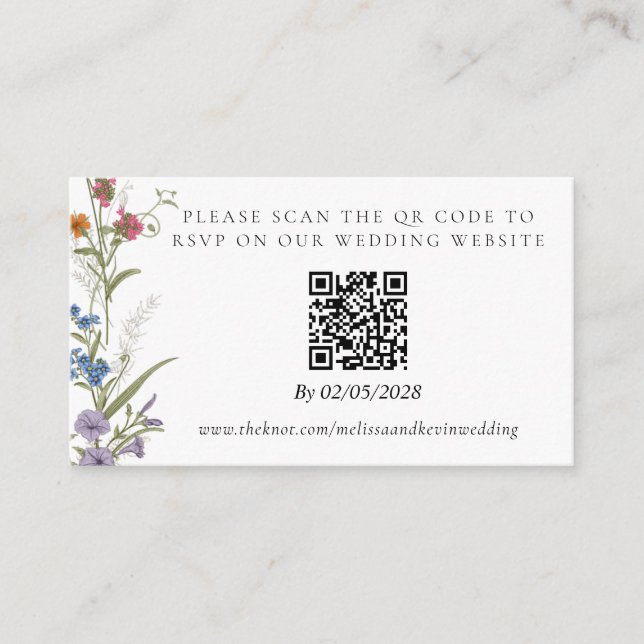 Carte de réponse au code QR de RSVP de mariage (Devant)