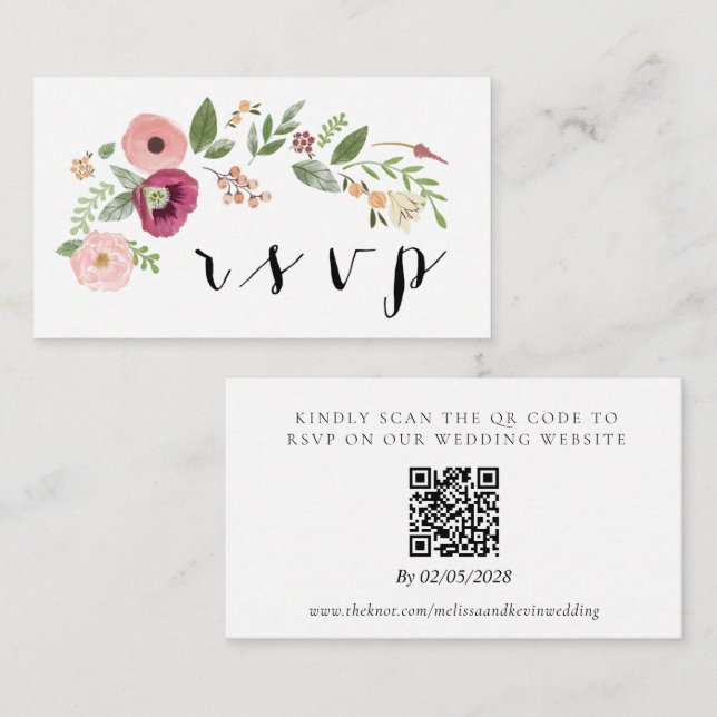 Carte de réponse au code QR de RSVP de mariage (Devant / Derrière)