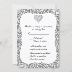 Carte de réponse au coeur en diamant Parties scint