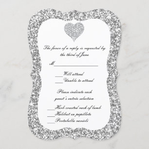 Carte de réponse au coeur en diamant Parties scint