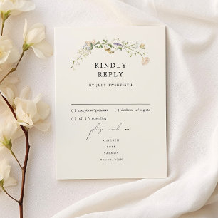 Carte de réponse au menu de mariage aux fleurs sau