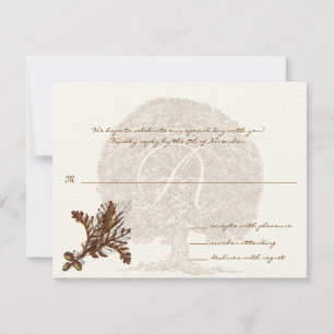 Carte de réponse au monogramme Brown Mariage Arbre