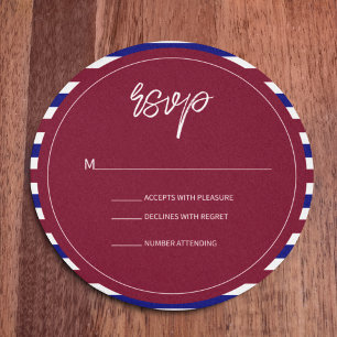 Carte de réponse au thème de mariage Royal Red et