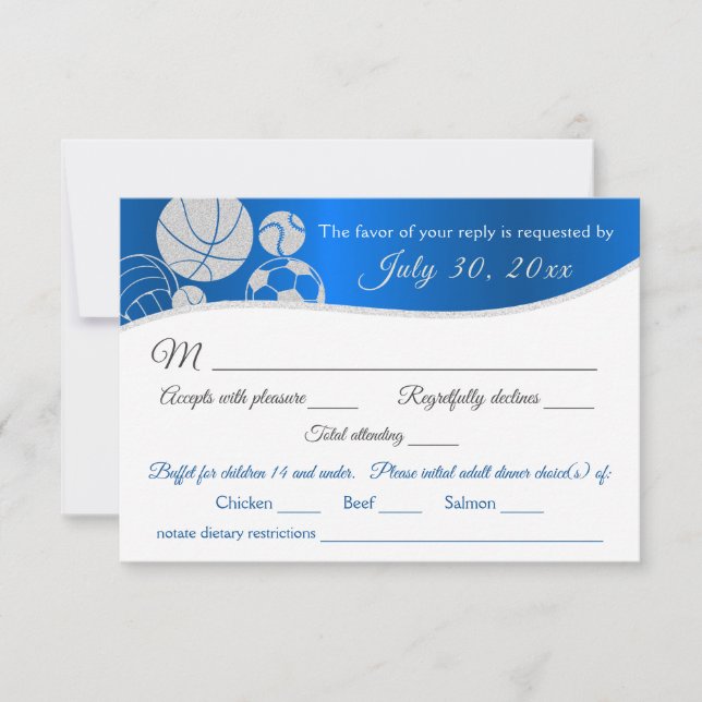 Carte de réponse au thème sportif avec choix pour  (Devant)