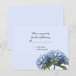 Carte de réponse aux hortensias bleus doux