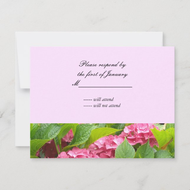 Carte de réponse aux hortensias roses (Devant)