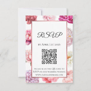 Carte de réponse aux pivoines à l'aquarelle   Flor