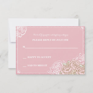 Carte de réponse aux roses de chou vintage