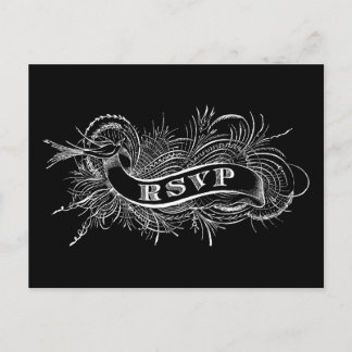 Carte de réponse avec oiseau victorien