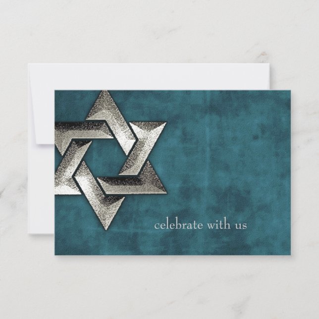 Carte de réponse Barre Mitzvah Turquoise Grunge (Devant)