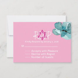 carte de réponse Bat mitzvah floral rose et blanc