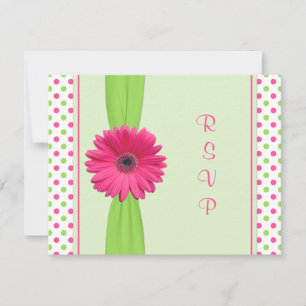Carte de réponse Bat mitzvah Pink Green Polka Dot