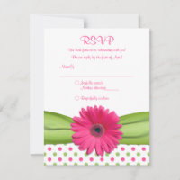Carte de réponse Bat mitzvah rose et verte Pois