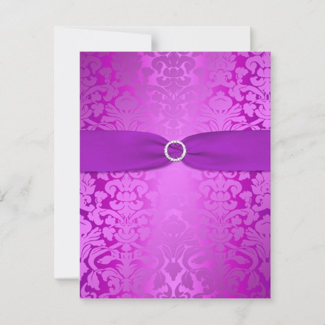Carte de réponse Bat mitzvah Silver et Purple Dama (Devant)