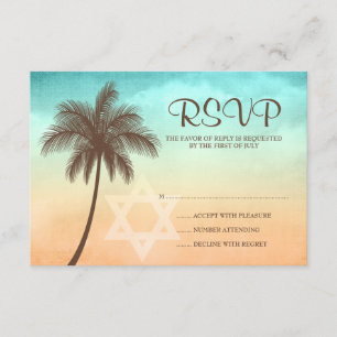 Carte de réponse Bat mitzvah Tropical Beach Palm T