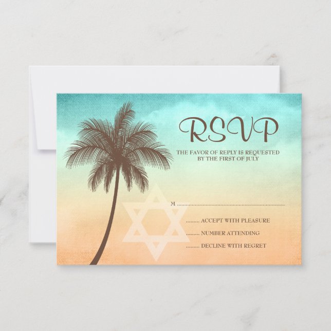 Carte de réponse Bat mitzvah Tropical Beach Palm T (Devant)