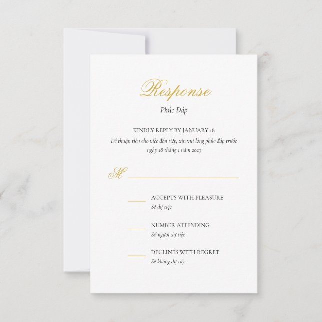 Carte de réponse bilingue vietnamienne en script (Devant)