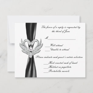 Carte de réponse Black Ribbon Silver Swans