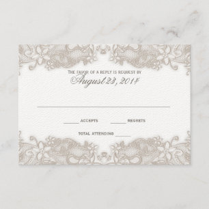 Carte de réponse blanche en dentelle florale victo