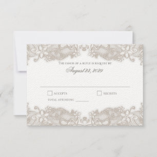 Carte de réponse blanche en dentelle florale victo
