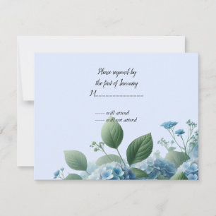 Carte de réponse Blue Hydrangea Flower