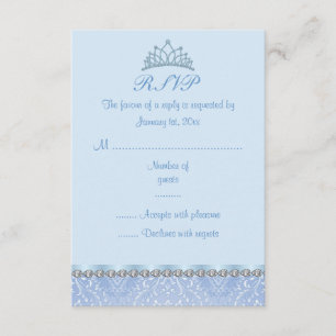 Carte de réponse Blue Tiara & Damask Sweet16