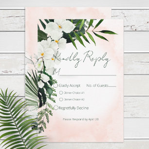 Carte de réponse Boho Tropical Blush Watercolor