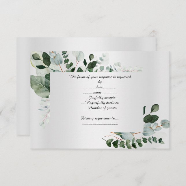 CARTE DE RÉPONSE BOTANIQUE ARGENTÉE (Devant / Derrière)