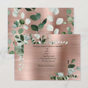 CARTE DE RÉPONSE BOTANIQUE LUXE OR ROSE