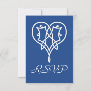 Carte de réponse Celtic Weave Hearts in Blue