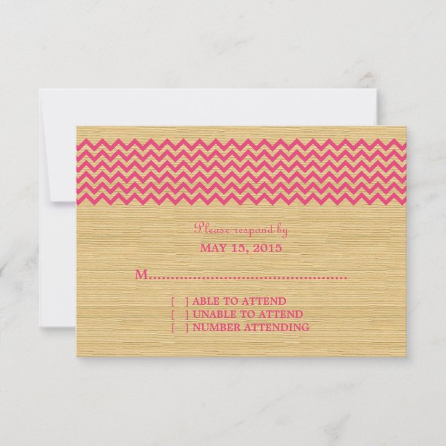 Carte de réponse Chevron Rustique rose (Devant)