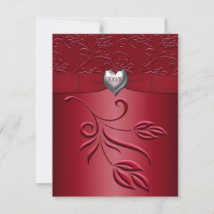 Carte de réponse Coeur Argent Rouge Riche