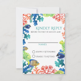 Carte de réponse colorée à l'aquarium