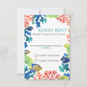 Carte de réponse colorée à l'aquarium