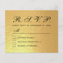 Carte de réponse de budget de feuille d'or faux po