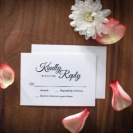 Carte de réponse de calligraphie simple en noir et