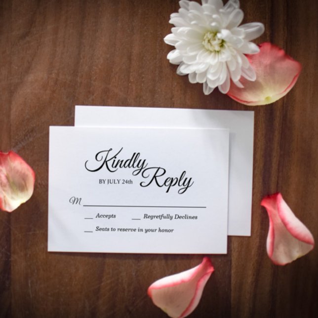 Carte de réponse de calligraphie simple en noir et (Créateur téléchargé)