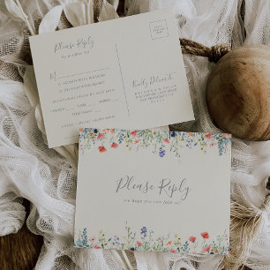 Carte de réponse de choix de menu de fleur sauvage