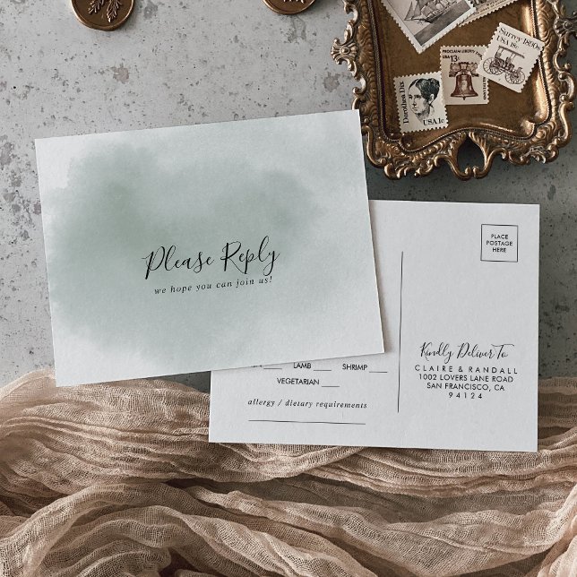 Carte de réponse de choix de menu vert et blanc ca (Créateur téléchargé)