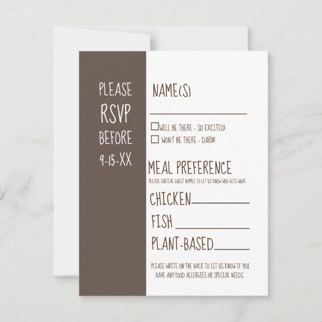 Carte de réponse de Faire-part de mariage RSVP Rus (Devant)