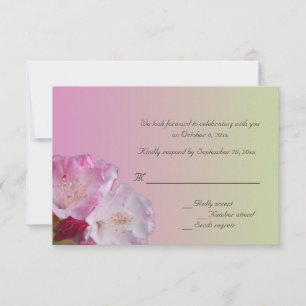 carte de réponse de fleurs de rhododendron rose