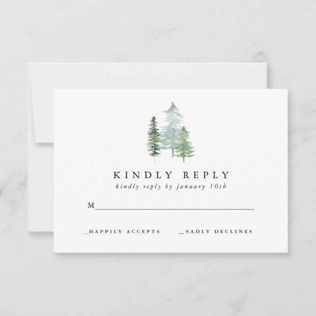 Carte de réponse de forêt d'aquarelle (Devant)