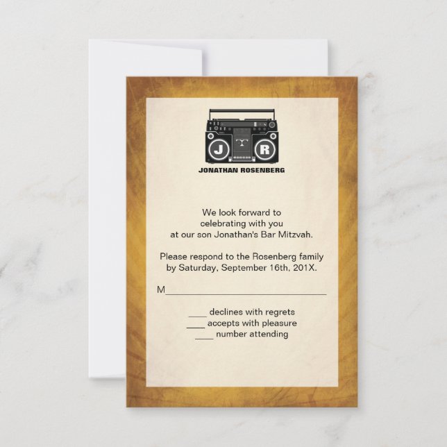 Carte de réponse de l'Hip hop Bar Mitzvah RSVP (Devant)
