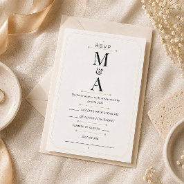 Carte de réponse de luxe avec monogramme minimal é