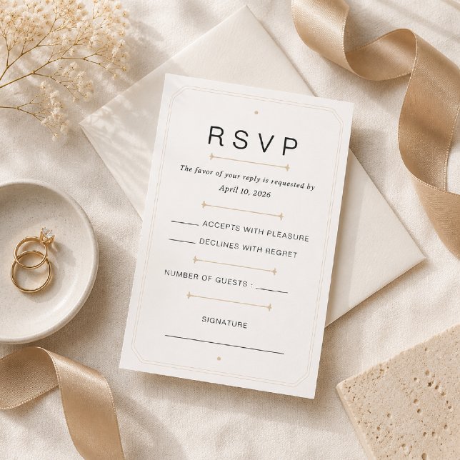 Carte de réponse de luxe serif moderne éditable (Elegant Modern Serif Luxury RSVP Card on premium editorial styling.)